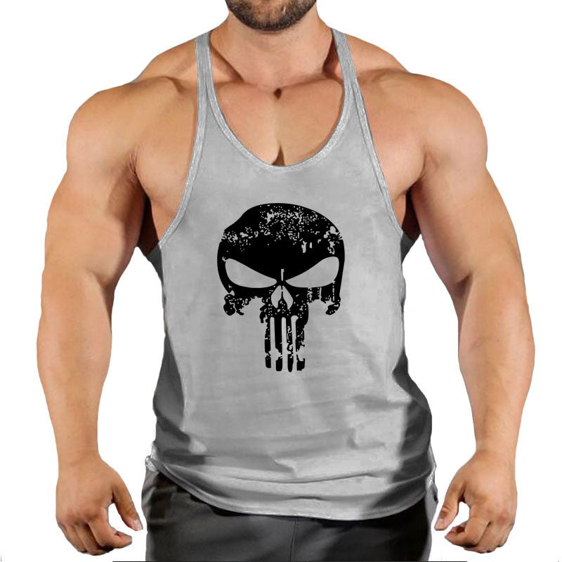 Skull Strong Print Clothing Bodybuilding Cotton Gym Tank Tops Men Sleeveless Und