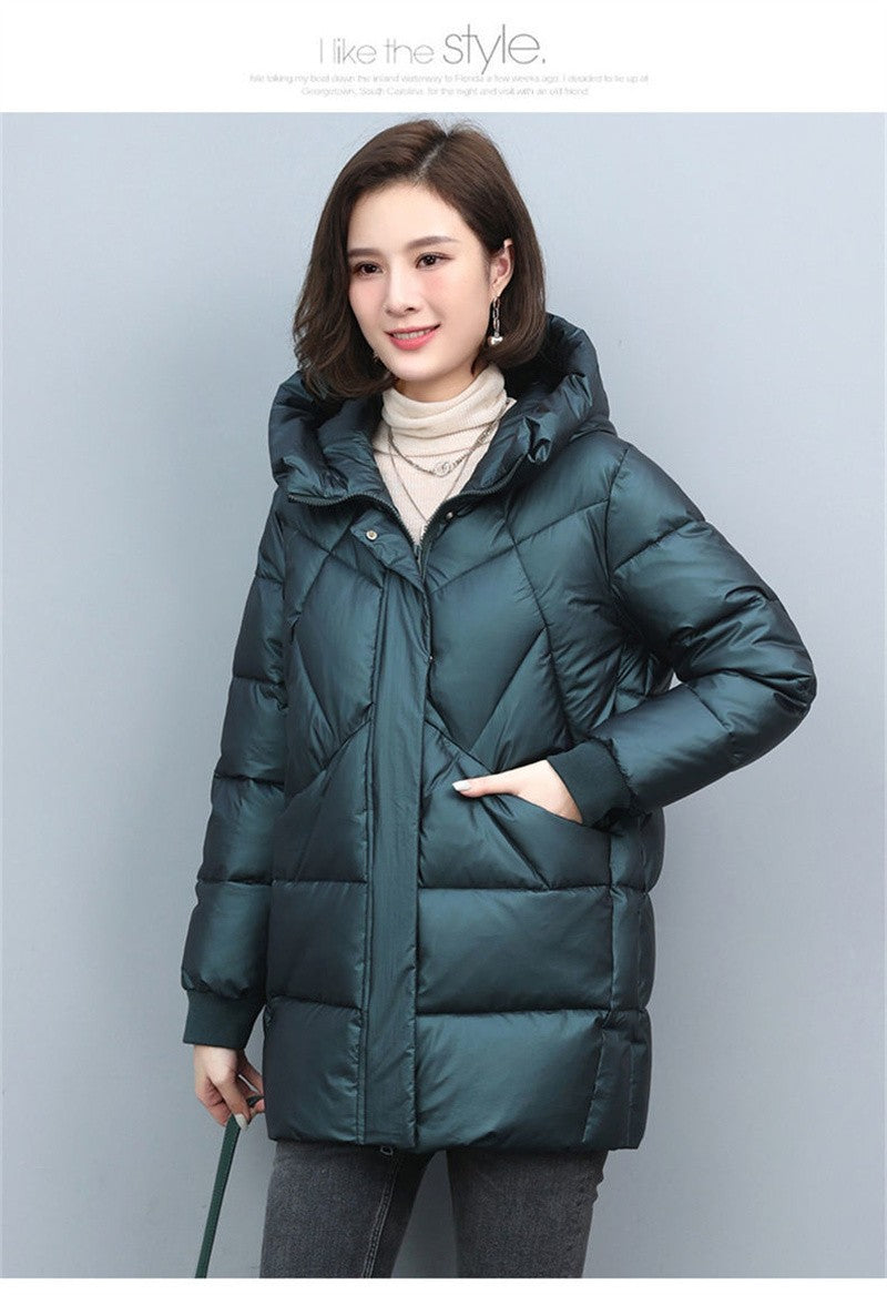 2023 Hooded Cotton Coat Women's Mid-Length Winter Jackets Elegant Mother's Parkas Padded Jacket Thick Down Padded Jacket Vintage
