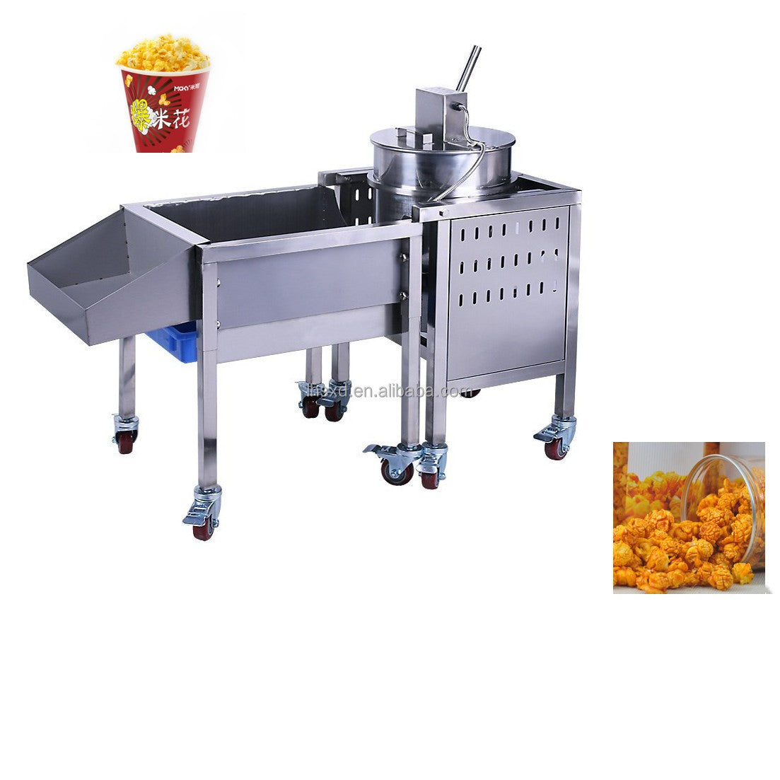 Máquina de Pipoca Automática Comercial a Gás Industrial para Fazer Pipoca Doce Caramelizada Leite Chocolate