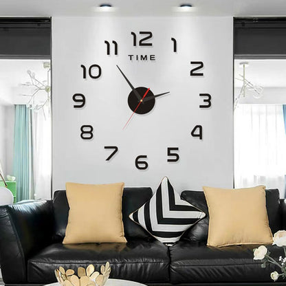 Creative 3D Acrylic Digital Wall Clock Roman Numerals Design Mirror Wall Clock Large Round Wall Clock DIY Self Adhesive Clocks