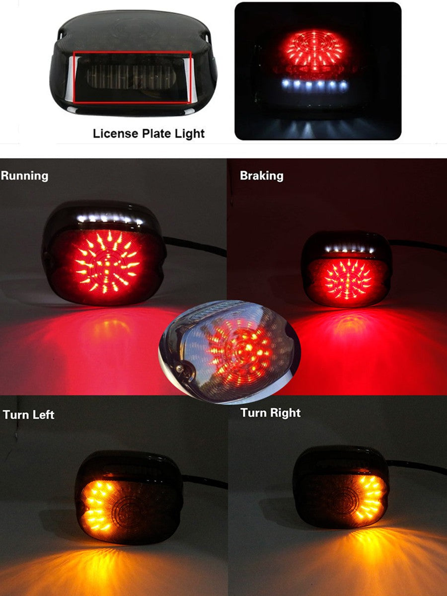 Luz de freio traseira LED para motocicleta DOT, pisca-pisca para Harley Sportster Dyna Fatboy Softail Touring Road Glide Road King