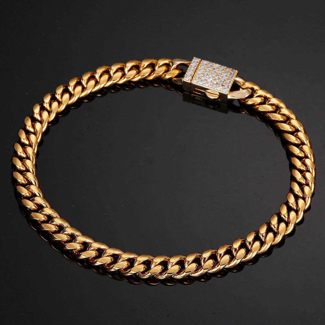 Joias Hip Hop 6mm-14mm Qualquer Comprimento 316L Aço Inoxidável Fivela de Cristal Fashion Pulseira Elos Miami Feminina Masculina