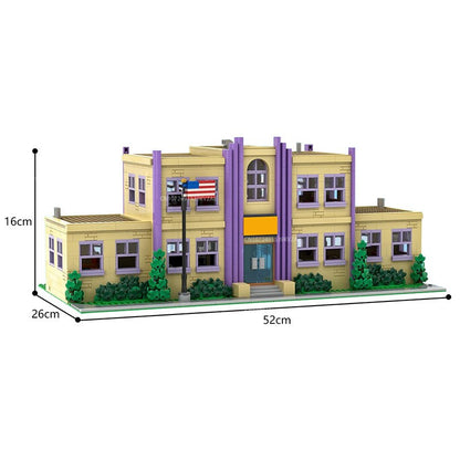 MOC Simpsonized Modular Taberna do Moe Blocos de Construção Casa da Cidade Escola Primária de Springfield Arquitetura Skyline Tijolos Brinquedos