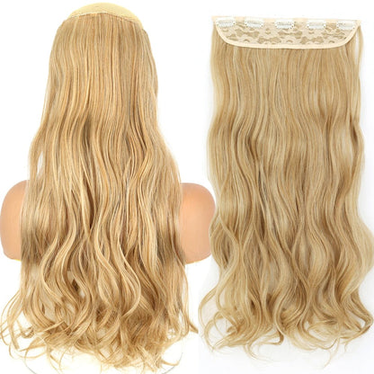 Extensão de Cabelo Liso Comprido de Fibra Sintética Resistente ao Calor com 5 Clipes 22"32" Preto Castanho Loiro
