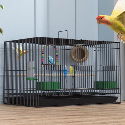 Gaiola para pássaros grande dobrável papagaio canários visualização reprodução antiferrugem metal pet gaiola ninho decoração com bandeja alimentador suporte de brincar viga