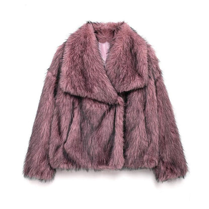 MUJER Faux Fur Coat Plush Fluffy Women's Jacket 2025 Woman Autumn Winter New in Outerwears White Red Gray Black Blends Coats