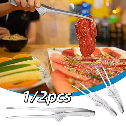 1/2pcs Stainless Steel Food Pliers Picnic Anti Tongs Used For Barbecue Salad Tongs Buffet Dinner Steak Tong Kitchen Cooking Tool