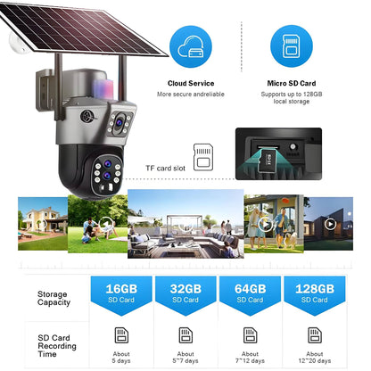 10x Zoom 4G SIM Solar Camera Outdoor 6K 12MP Three Lens HD Night Vision IP Surveillance Camera Security Protection  PTZ CCTV Cam