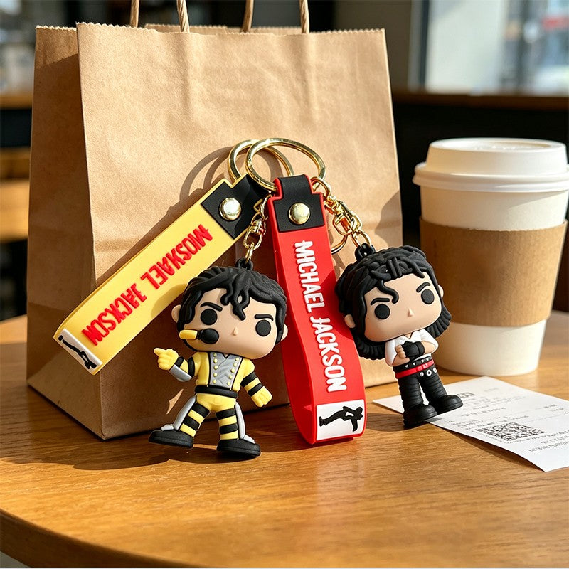 Michael Jackson Keychain Classic Dance King Pendant Key Ring Fashion Singer Key Chain Music Idol Keychain For Home Decoration