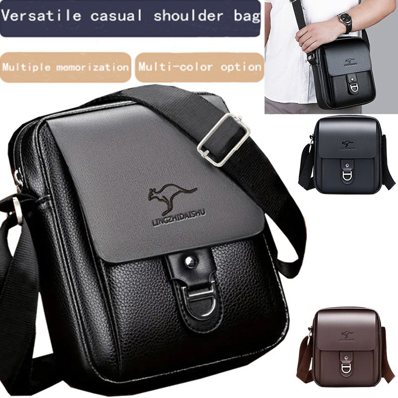 Men's Multi-Color Leather Crossbody Bag, Versatile Casual, Multi-Compartment, Daily Commuting, Stylish & Practical