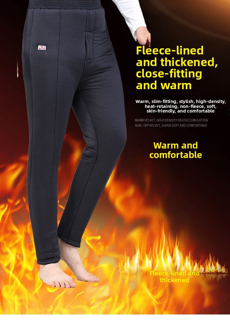 Men's Winter Thiened Fce Lined Camel down Cotton Pants ly Warm Trousers Large Size Dad Clothes Inner Wear Long Trou...
