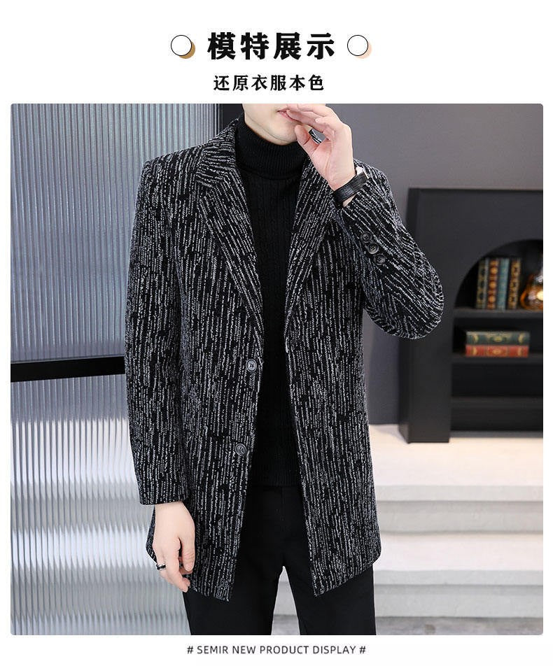 Men's Mid-Length Wool Overcoat - Heavy Blend Winter Trench Coat for Modern Style Wool Overcoat