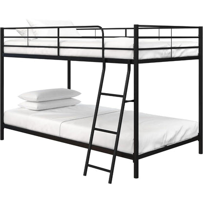 Junior Twin over Twin Bunk Bed, Space-Saving Design, Full-Length Guardrails,