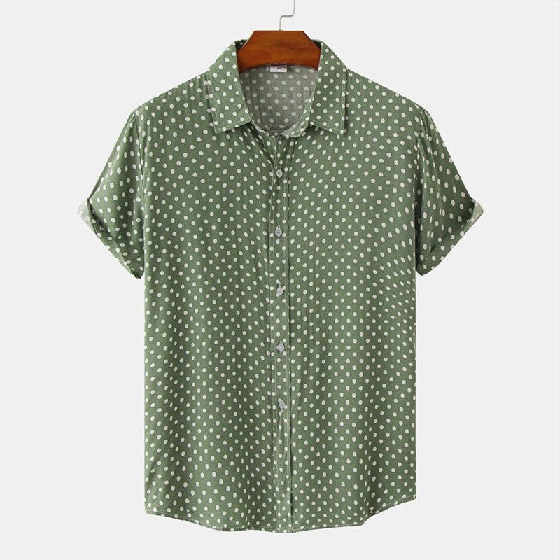 New Solid Colored Dots Hawaiian Shirt Men Casual Short Sleeves Summer 3d Printed Button Blouse Tops Party Street Button Shirts