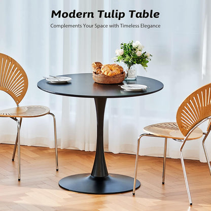 Small Pedestal Table for Dining Room Kitchen Living Room Round Dining Table, 36 Inch Tulip Table with MDF Top and Steel Base