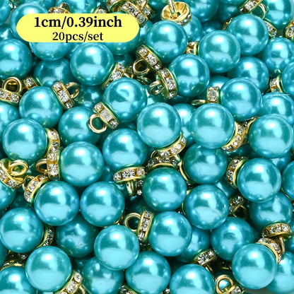 20pcs/set Shiny CCB Christmas Beads Pendant Classic Golden Rhinestone Spacer Beads For Earrings  Making Fashion Accessories