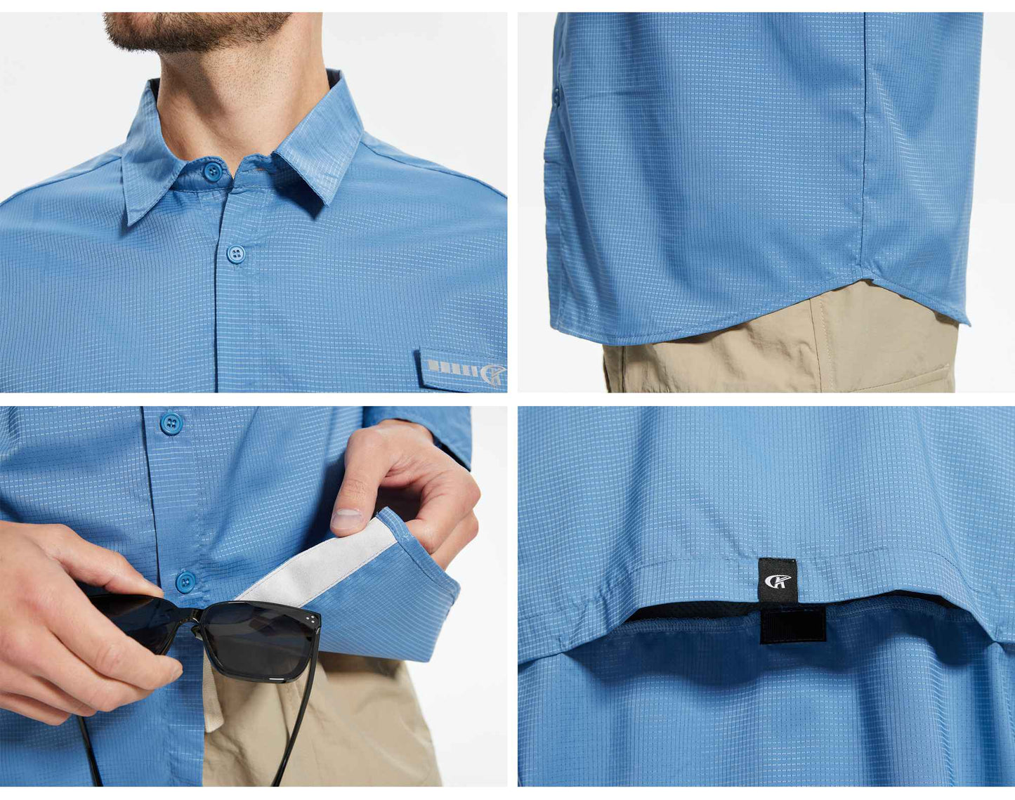 Summer Men's UPF 50+ Casual Long Sleeve Fishing Shirts, Lightweight Tactical Button Down Shirt with Breathable Back Mesh