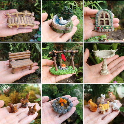 Miniature Fairy Garden Squirrels Set Miniature Forest Animal Figures Figurines Kit Mini Garden Supplies Bonsai Decorations
