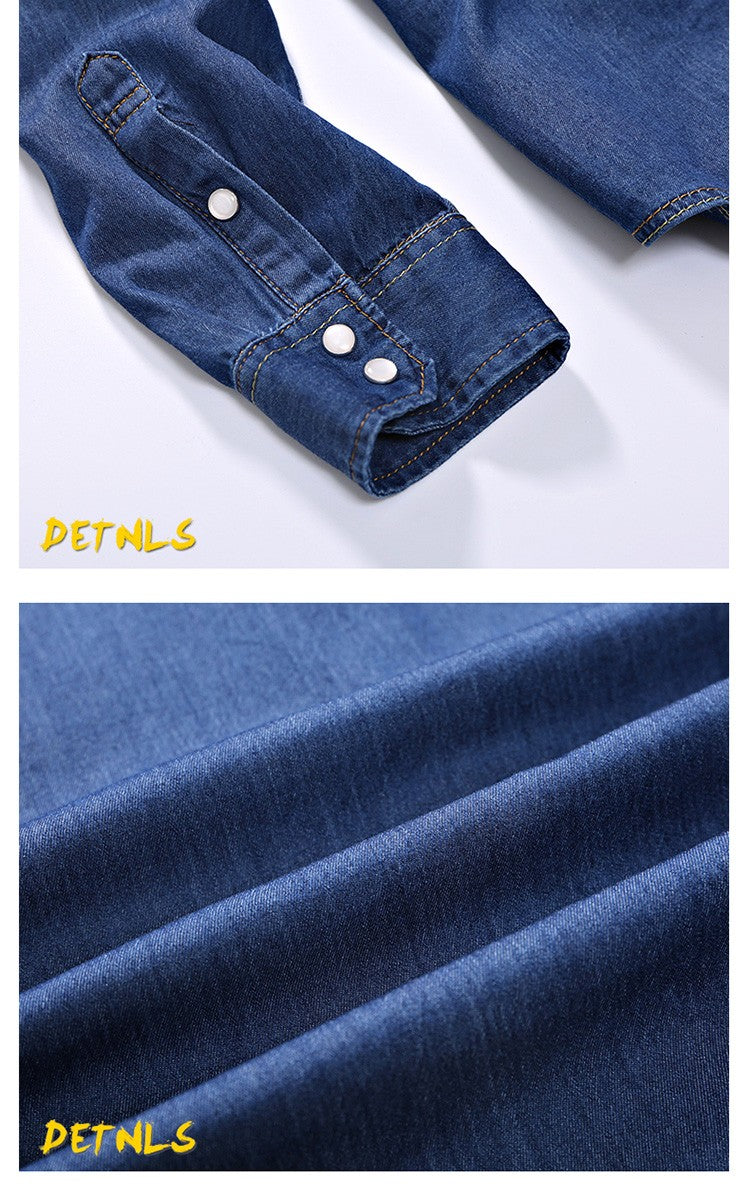 2023 spring and autumn Washing Charm jeans shirts Long sleeve men's shirt Denim Wear  men's jacket Cowboy wear free shipping