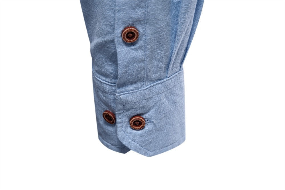 Japanese Style Men's Shirt 2025 Summer Business Casual Shirt Breathable Cotton Linen Blend | Slim Fit Long Sleeve Solid Color