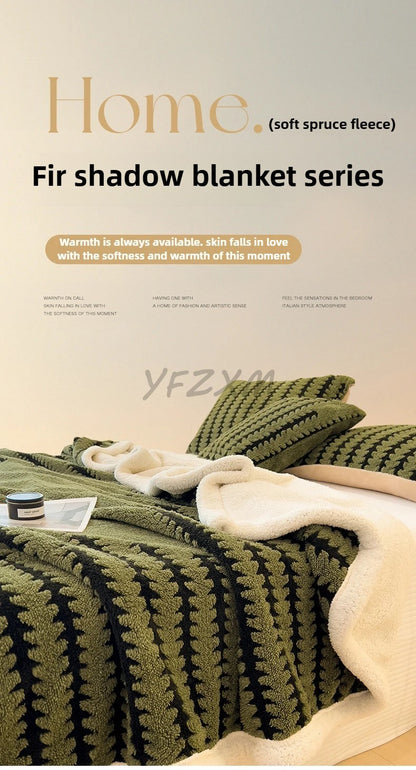 Super Thick and Warm Flannel Blanket Super Soft Fluffy Queen Size Bed Blanket Cozy Skin-friendly Multifunctional Nap Blanket