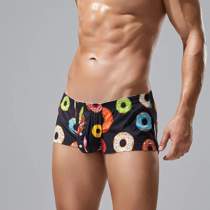 Donut print men's new flat pants cotton comfortable boxers XB240507