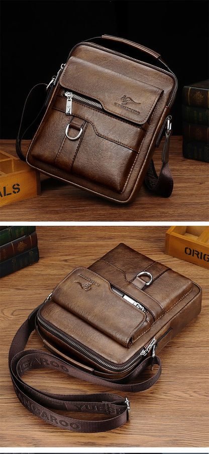 Kangaroo Luxury Brand Men Sling Bag Leather Side Shoulder Bag For Men Husband Gift Business Messenger Crossbody Bag Male Handbag