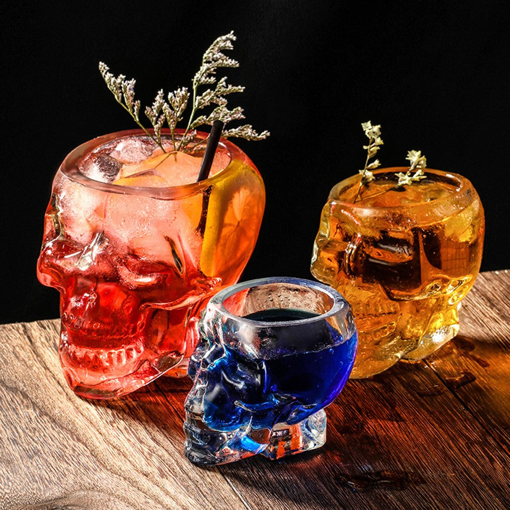 Caneca de Cerveja Rosto de Caveira 80/150/350 ML, Copos de Caveira, Copo para Coquetel, Copo de Vidro para Beber, Artigos de Vidro Engraçados para Entretenimento, Decoração de Halloween