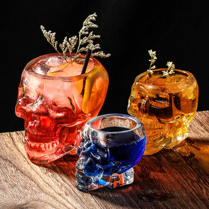 Caneca de Cerveja Rosto de Caveira 80/150/350 ML, Copos de Caveira, Copo para Coquetel, Copo de Vidro para Beber, Artigos de Vidro Engraçados para Entretenimento, Decoração de Halloween