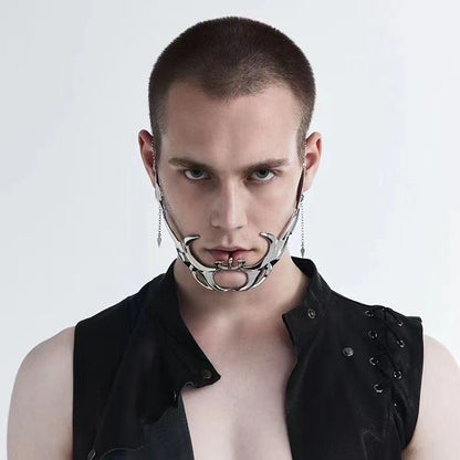 Halloween Punk Alien Decent Nose Mechanical Mask Cosplay Chin Gothic Masks Metal Wear Masquerade Party Accessories Cool Stuff
