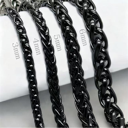 COLAR HNSP DE AÇO INOXIDÁVEL PRATA TORCIDO TIPO CORDÃO PARA HOMENS Mulheres HIP HOP PUNK Acessórios de Joias 3/4/5/6/8MM de Espessura