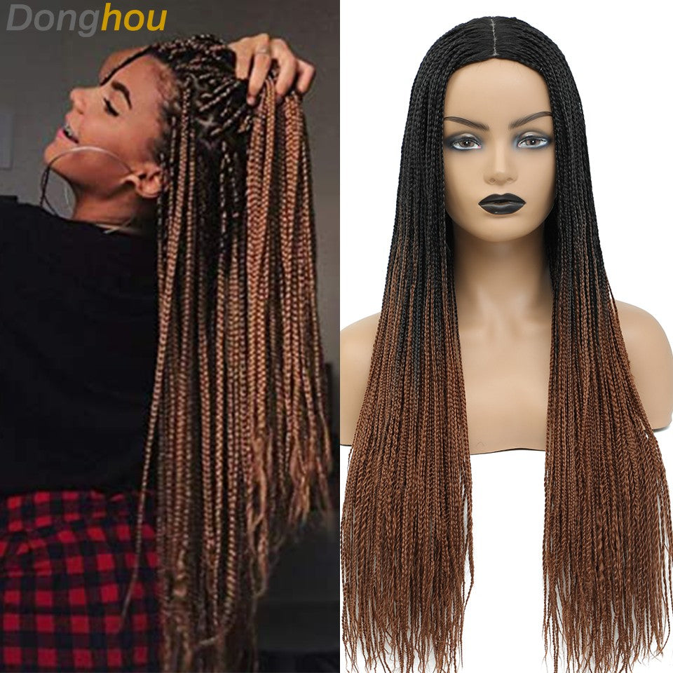 Novo estilo Ombre Box Braided Wigs para mulheres, peruca trançada, peruca com couro cabeludo falso, atacado de perucas Perruque Longue Synthétique Braiding Hair Wig