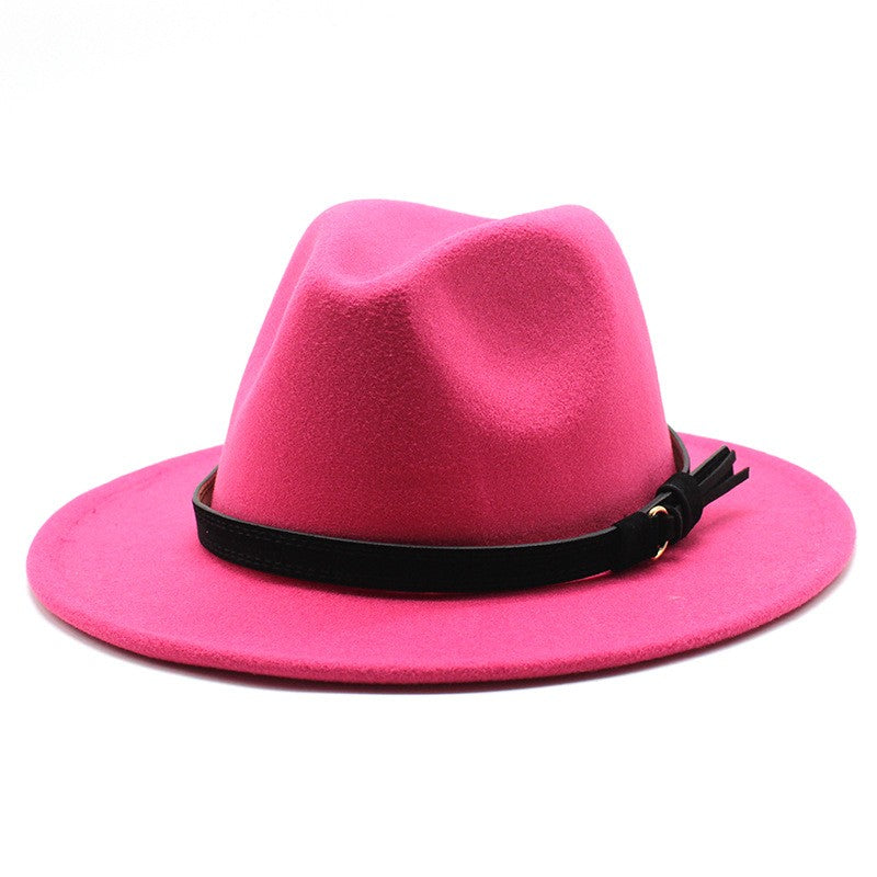 Gangster Trilby Felt Fedora Hat European American Wide Brim Top Jazz Caps Women Men Wool White Wedding Hat 56-58-61CM