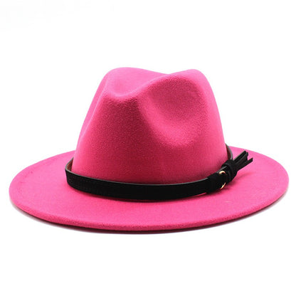 Gangster Trilby Felt Fedora Hat European American Wide Brim Top Jazz Caps Women Men Wool White Wedding Hat 56-58-61CM