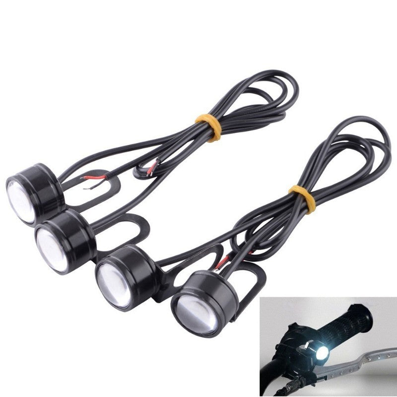2 peças/par Mini Luz LED Pisca-Pisca Estroboscópica Olho de Águia Para Motocicleta DRL Luz Diurna Neblina Farol Acessórios Para Moto