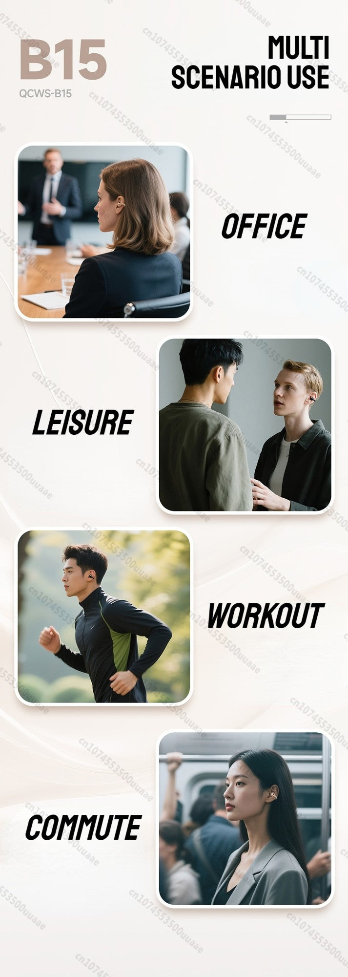 Zombiescat B15 OWS Ear Clip Headphone 360° Immersive Stereo Bluetooth 5.4 Wireless Earphones ENC Clear Call TWS Wireless Earbuds