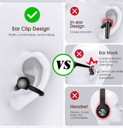 Open-Ear True Wireless Earbuds BT 5.4 OWS Earphone with 72H Play Time Long-Battery Life IP56 Waterproof Headphone for Sport Work