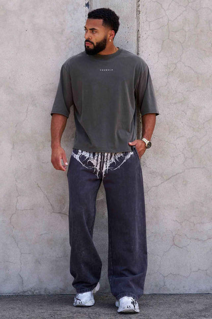 2025 YOUNGLA New American-style men's sports pants jogging muscle fitness casual pants loose straight-leg pants