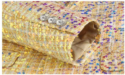 High-quality Sequined Suits Men Clothing Gold / Silver Autumn / Winter New Male Wedding Banquet Party Dress Blazer and Pant