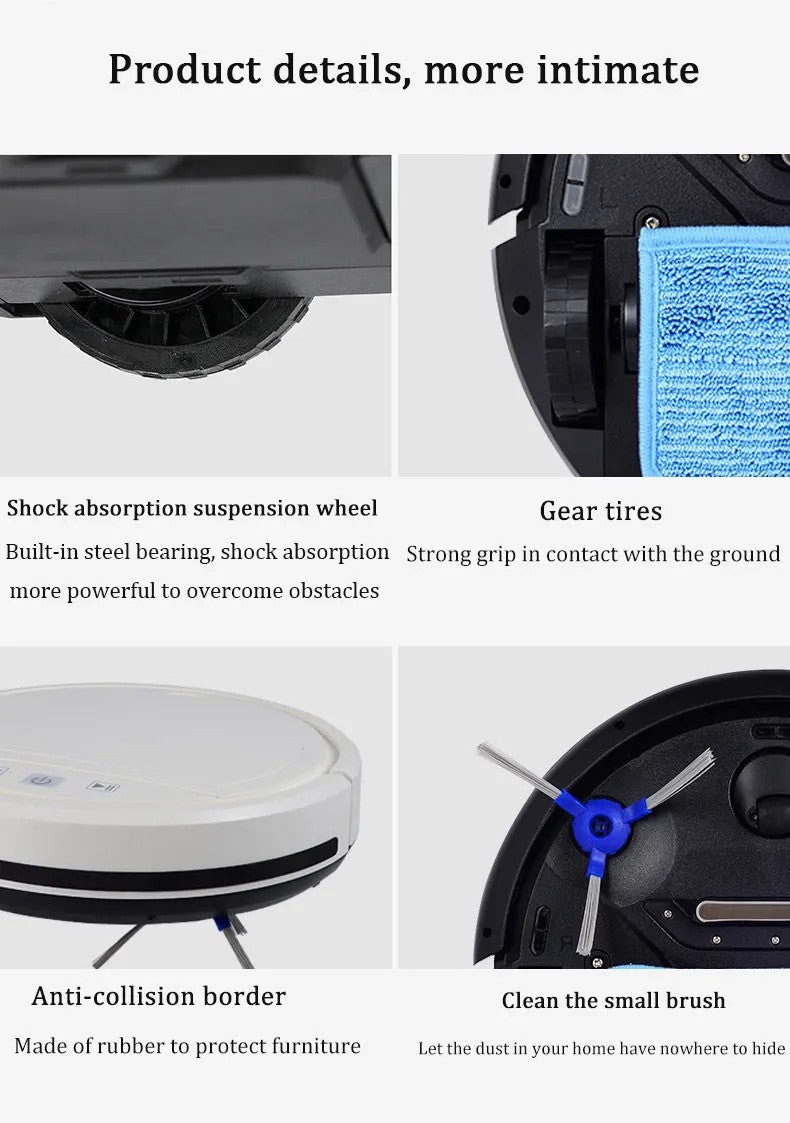 Robô Aspirador de Pó 2500PA Smart Controle Remoto Sem Fio Recarga Automática Aparelho de Limpeza Varredura de Chão Aspirador de Pó Para Casa