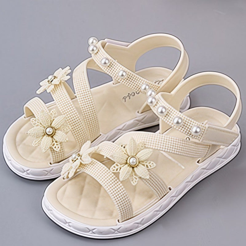 2025 brand-new eco-friendly material girls' sandals, summer fashion, elegant and versatile, children's princess shoes, summer st