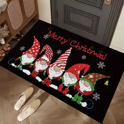 VIKAMA Modern Style Christmas Bath Door Mat Non-Slip Absorbent Rug Water Absorbing Skid-Resistant Mat for Bathroom Home Decor