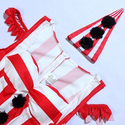 Halloween Joker Cosplay Costume Red Gorgeous Tower Skirt Adult Circus Party Dress Terror Disguise Costume Performance Show Set