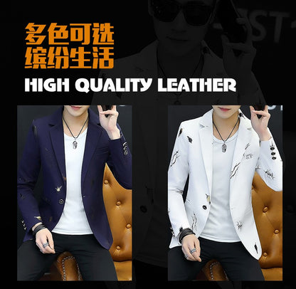 2025 Men's Autumn Casual No Slit Printing Leisure   blazer