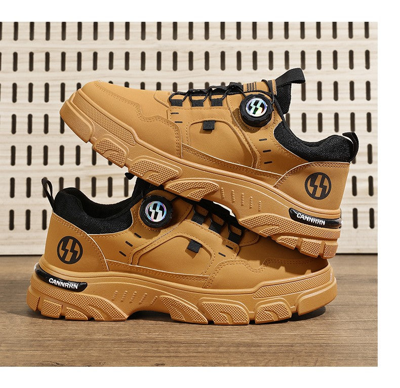 Men's boots autumn and winter new rotating shoelaces fashion casual boots youth outdoor boots anti slip soft sole workwear boots