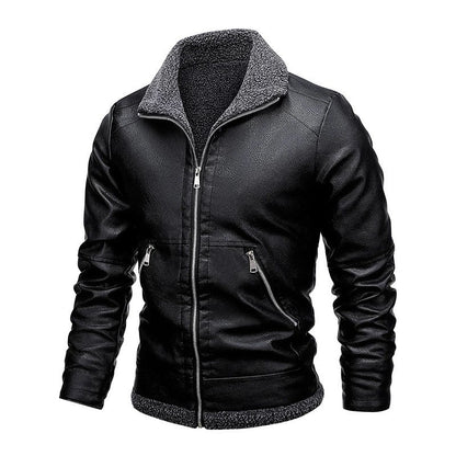 New Men's Leather Jackets Autumn Winter Slim High Quality Motorcycle PU Jacket Man Business Fleece Warm Black Leather Coats