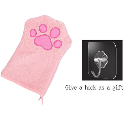 Luvas de Banho de Secagem Rápida para Cães Luvas de Higiene para Pets Multicores Macias com Estampa de Patinha para Cães e Gatos, Essenciais para Banho e Secagem
