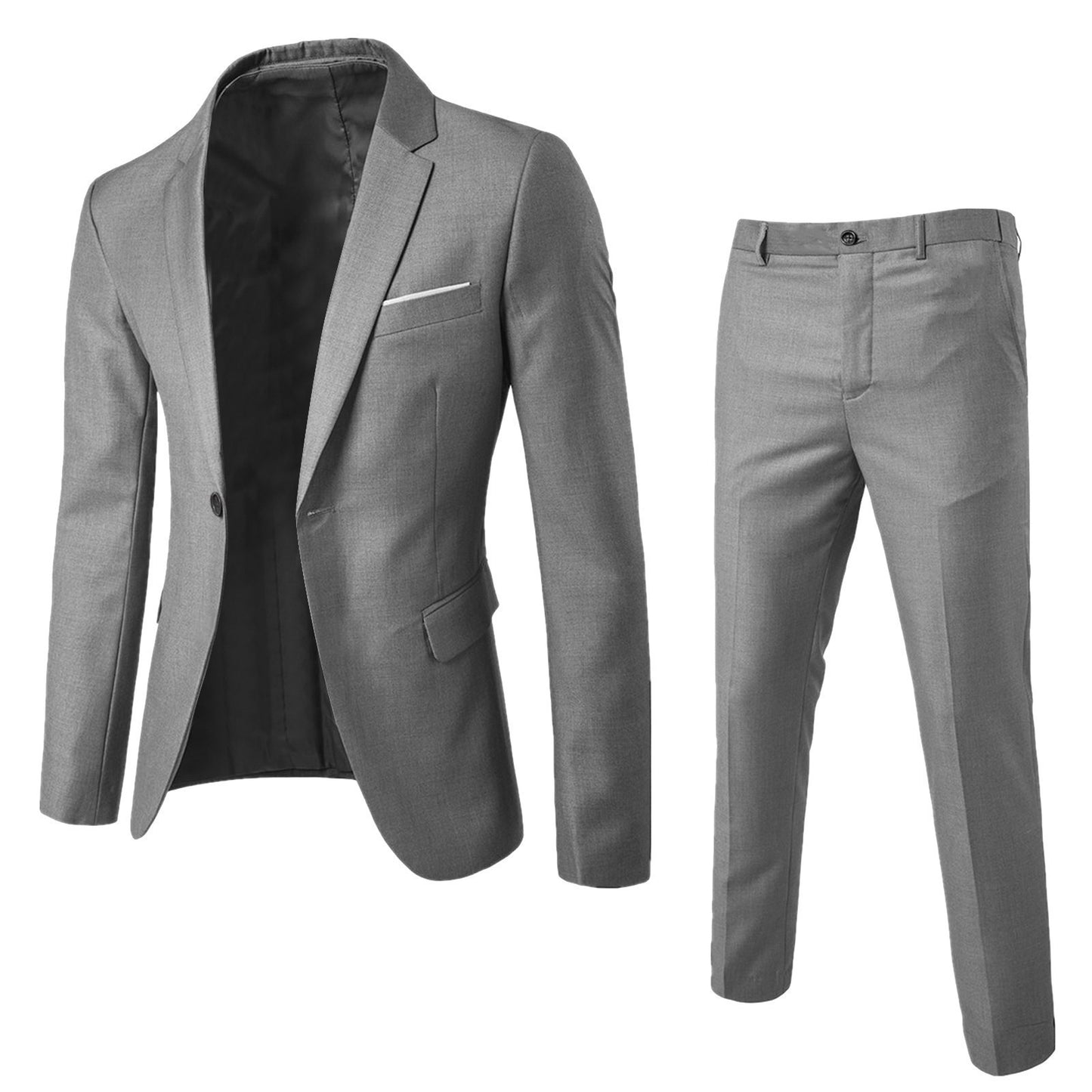 Men's Suit 2-Piece Set - Korean Style Slim Fit Business Formal Blazer for Groom & Best Man