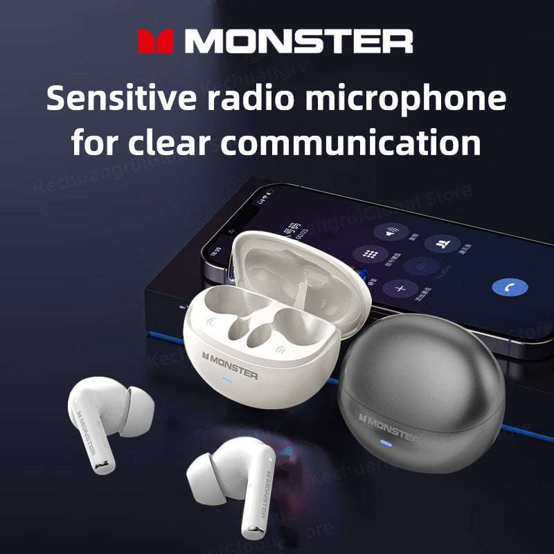 Monster MQT39 Wireless Bluetooth 6.0 Earphones TWS Hifi Stereo Wireless Headphones Gamer Headset Noise Reduction Sports Earbuds