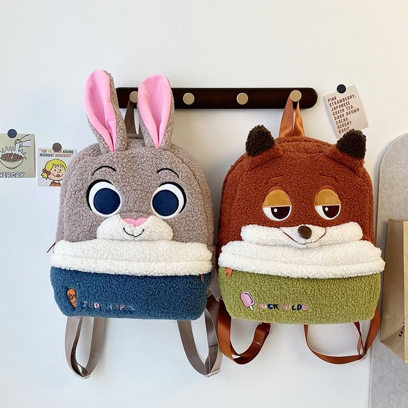 Mochila de pelúcia fofa Disney Nick e Judy, mochila de desenho animado ultraleve de grande capacidade, bolsa de boneca para estudantes, presente infantil